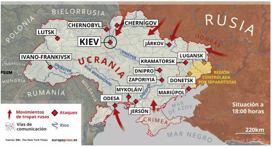 Mapa De Las Zonas De Ucrania Atacadas Por Rusia